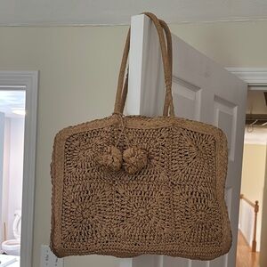 Fat Face Tan Woven Tote Bag